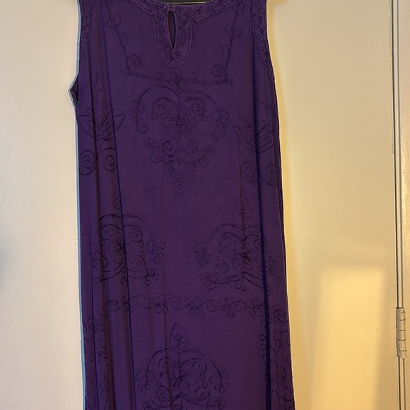 Purple embroidered maxi Sleeveless Dress large - Picture 3 of 9
